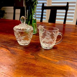 Sugar and cream glass containers excellent condition